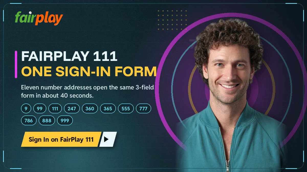 FairPlay 111 banner listing the eleven number addresses that share one sign in