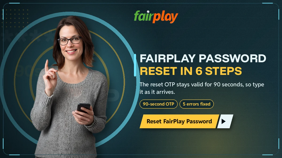 FairPlay password reset banner showing the 90-second OTP countdown beside a phone